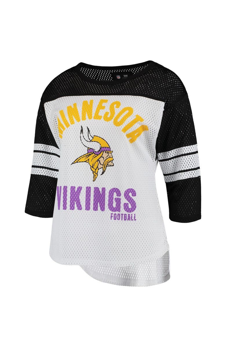 G-III 4HER BY CARL BANKS Women's G-III 4Her by Carl Banks White/Black Minnesota Vikings First Team 3/4-Sleeve Mesh T-Shirt, Alternate, color, 
