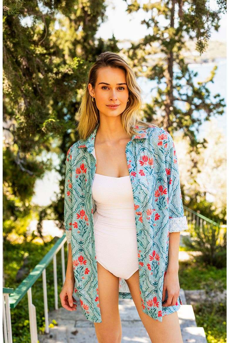 Marie Shirt Dress, Alternate, color, Wallpaper Print