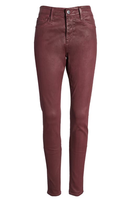Ag The Farrah High Rise Skinny Jeans In Leatherette Light Maroon Peak
