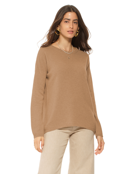 Lightweight Oversized Pure Cashmere Boatneck Sweater