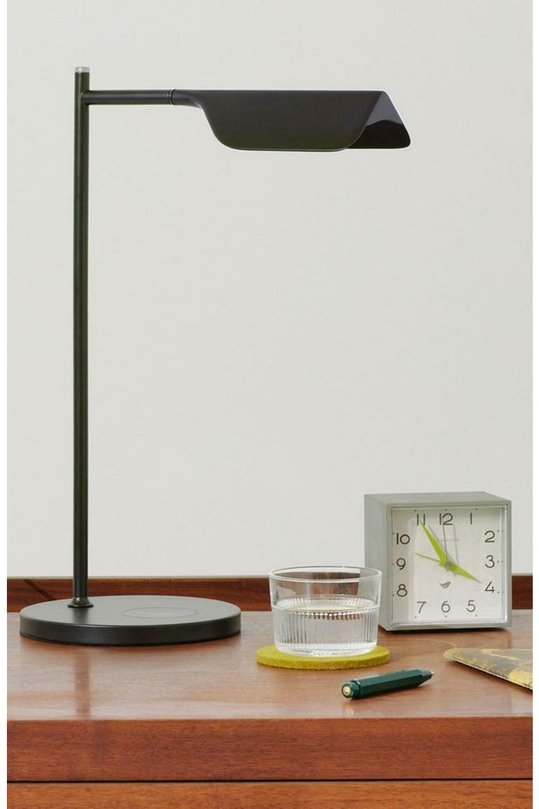 Leaf 16" Wireless Charging Pad Industrial LED Table Lamp, Black, 3-Way Dimming, Alternate, color, Black
