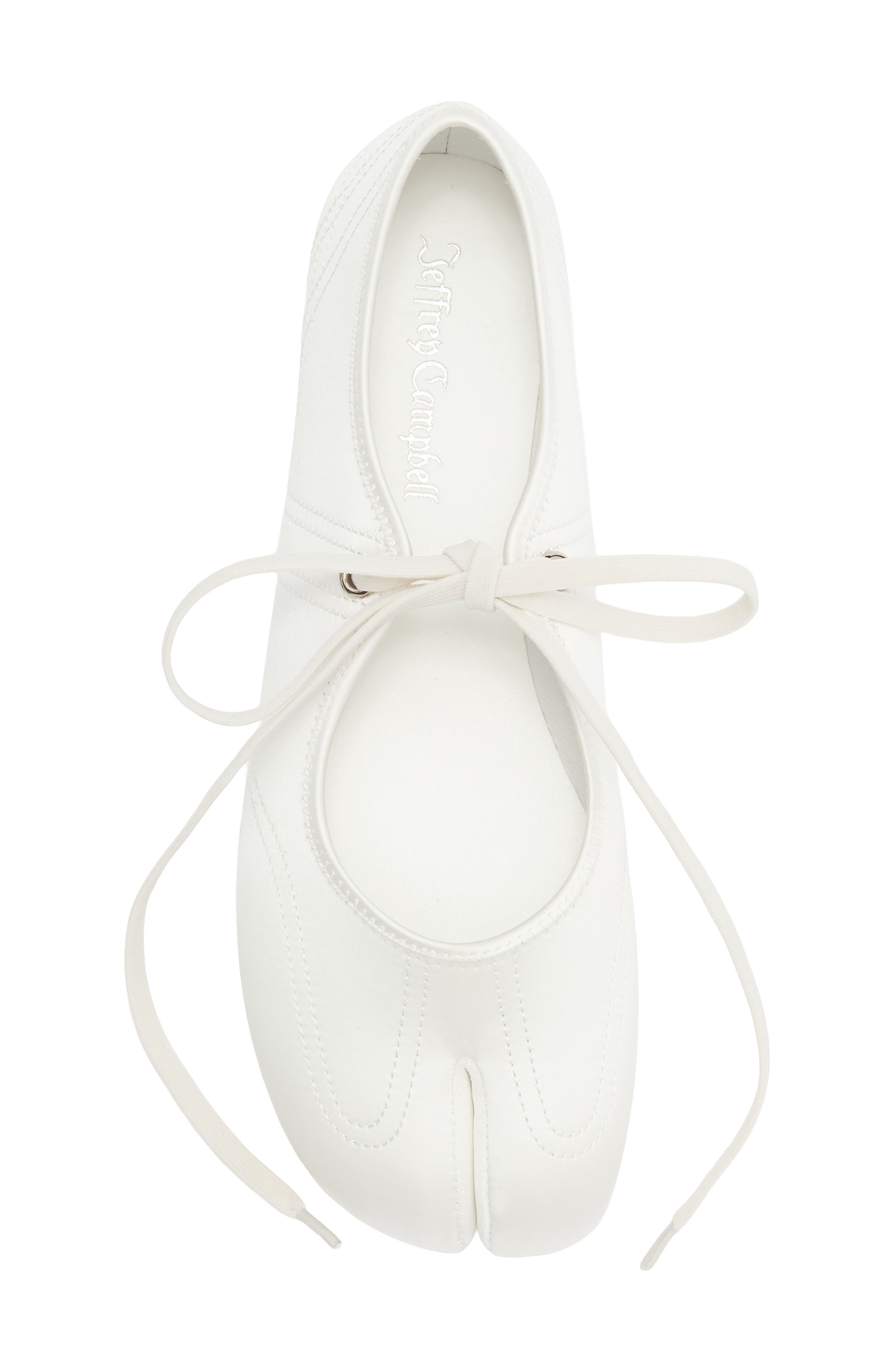 Jeffrey Campbell Saturna Split Toe Mary Jane Flat, Alternate, color, White Satin