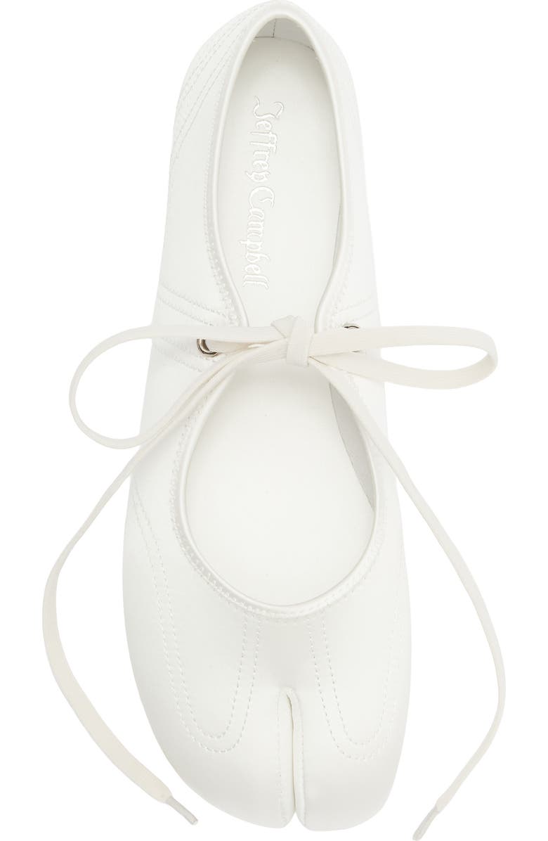 Jeffrey Campbell Saturna Split Toe Mary Jane Flat, Alternate, color, White Satin