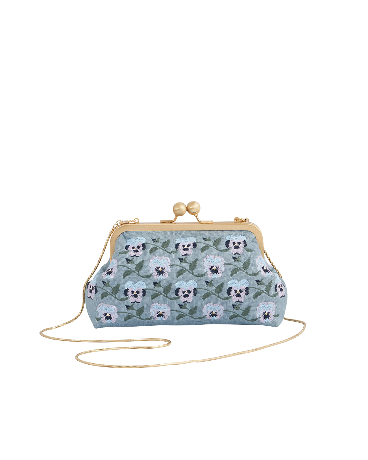 Fable England Pansy Victoriana Clutch Blue, Alternate, color, Blue & Gold