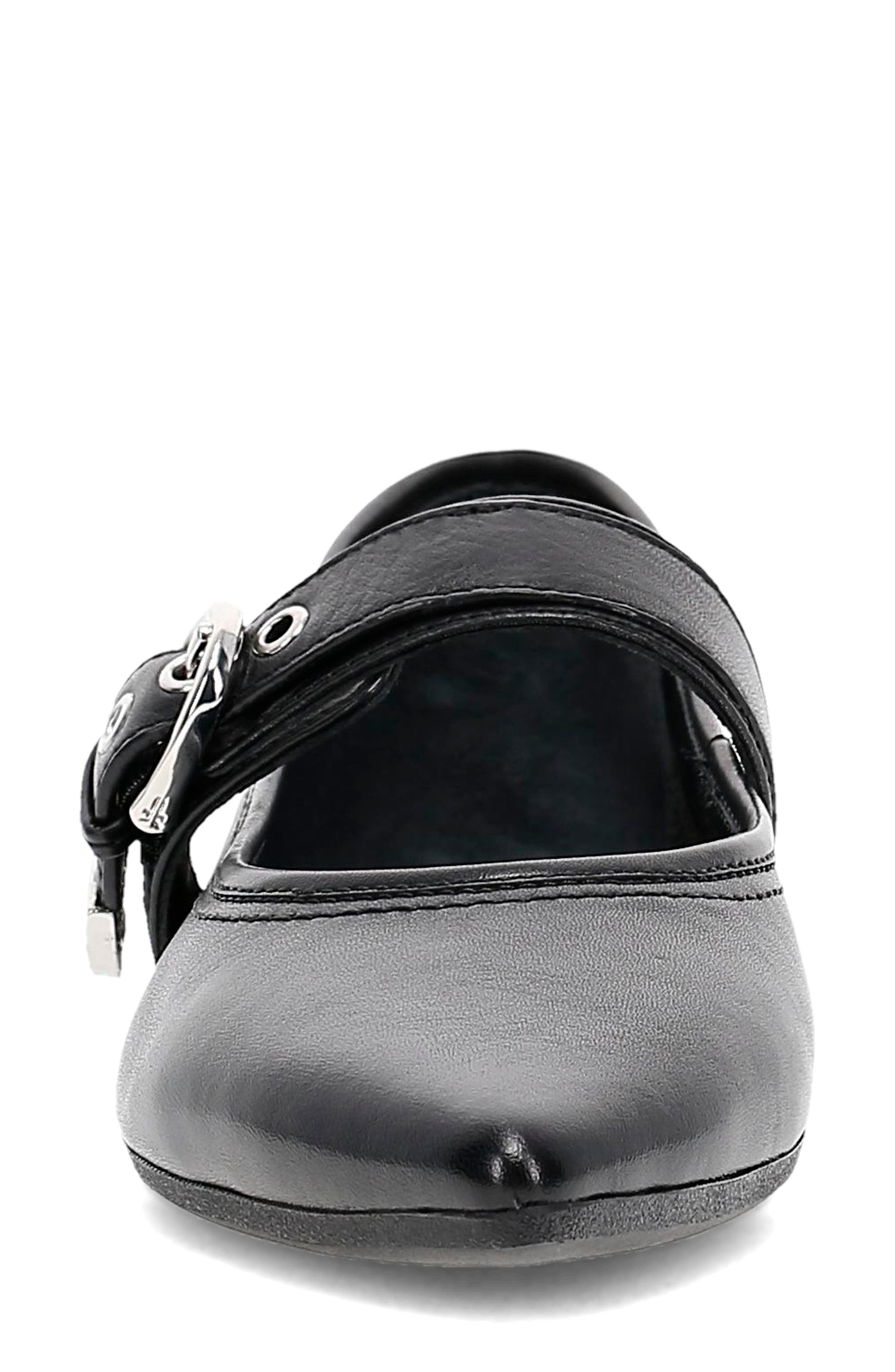 Frye Heather Pointed Toe Mary Jane Flat, Alternate, color, Black