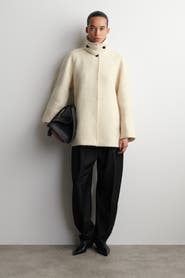COS Mock-Neck Wool-Herringbone Short Coat