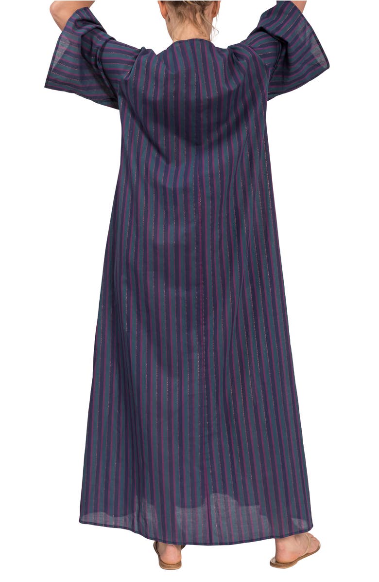 Everyday Ritual Coco Cotton Caftan, Alternate, color, Peacock Stripe