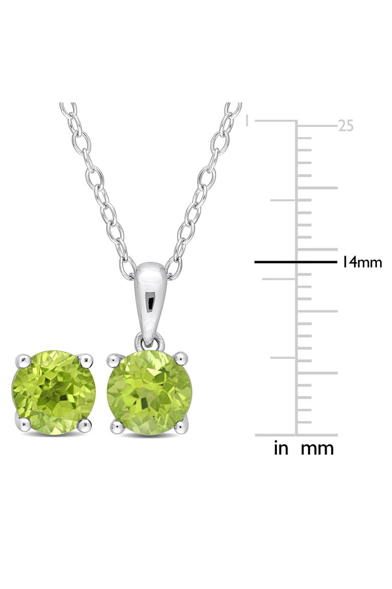 Sterling Silver Round Peridot Stud Earrings & Necklace Set, Alternate, color, GREEN