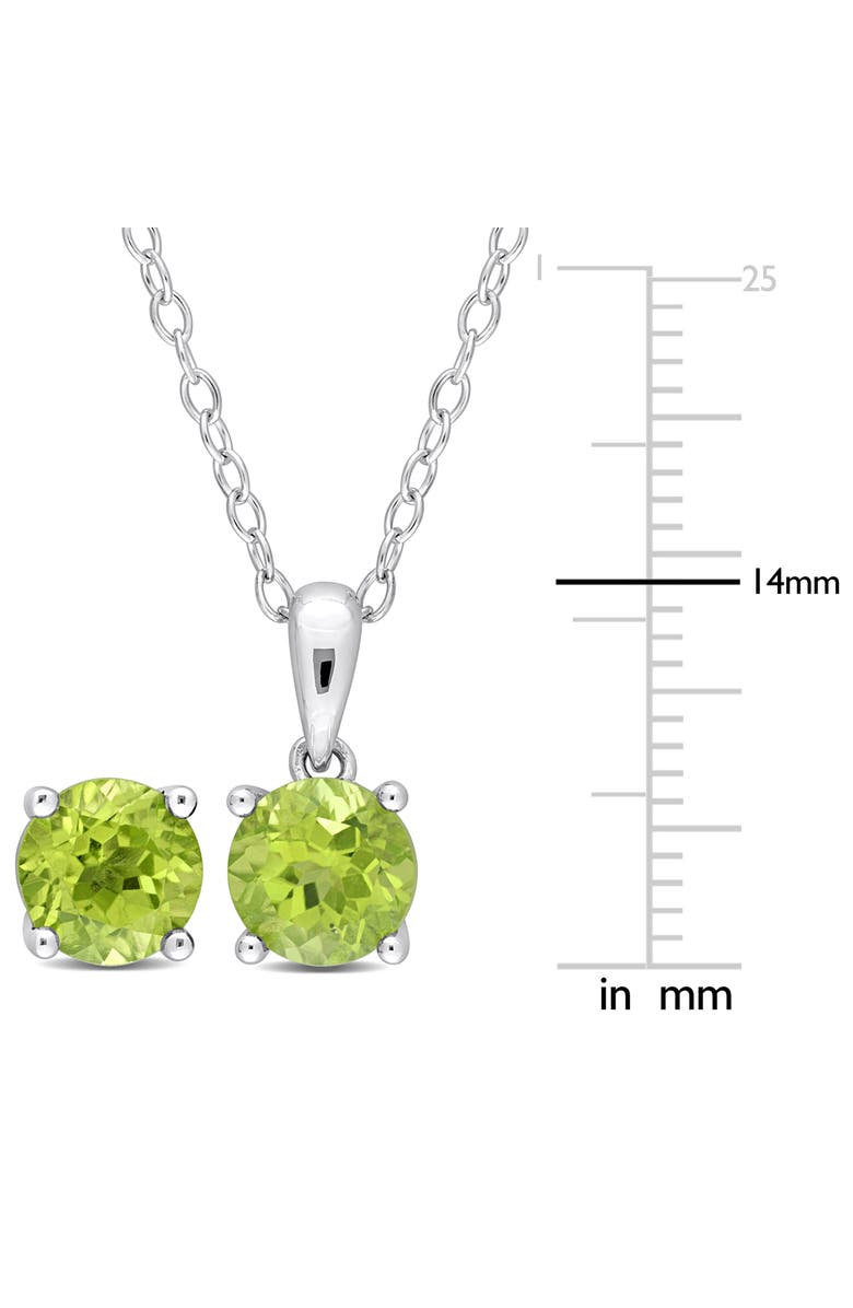 DELMAR Sterling Silver Round Peridot Stud Earrings & Necklace Set, Alternate, color, Green