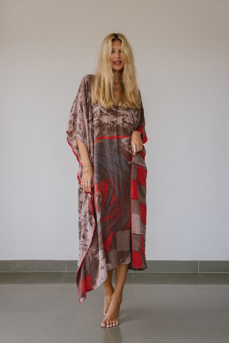 Long Caftan Ronna, Alternate, color, Grey Print