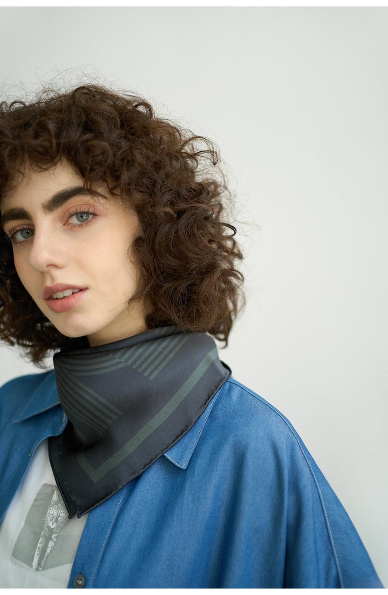 Lost Pattern "Linear Language" Silk Bandana Scarf, Alternate, color, 