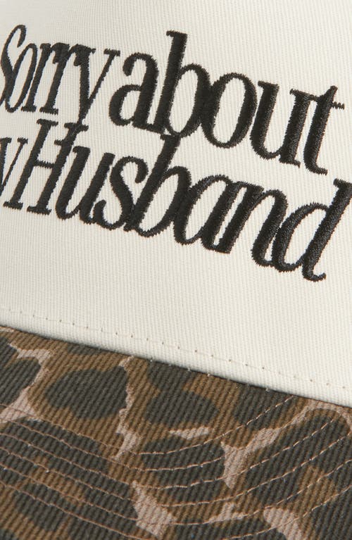 Kenzkustomz Sorry About My Husband Canvas Snapback Baseball Cap In Brown