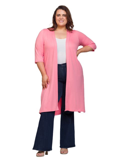 Open Front Knee Length Duster Cardigan