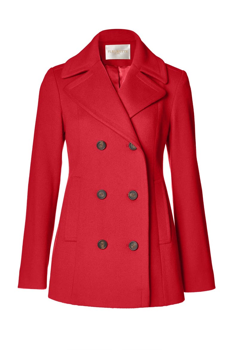 Wool Peacoat (Nordstrom Exclusive), Alternate, color, BLACK