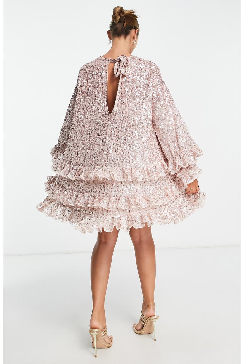 Sequin Ruffle Shift Dress, Alternate, color, PINK MULTI