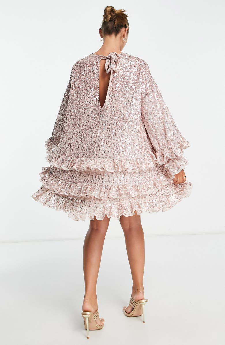 ASOS DESIGN Sequin Ruffle Shift Dress, Alternate, color,