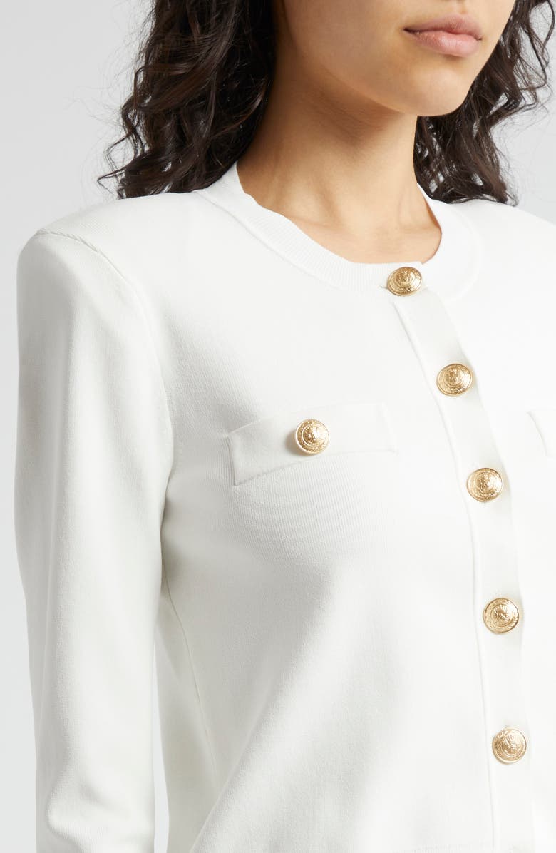 L'AGENCE Toulouse Crewneck Cardigan, Alternate, color, Ivory