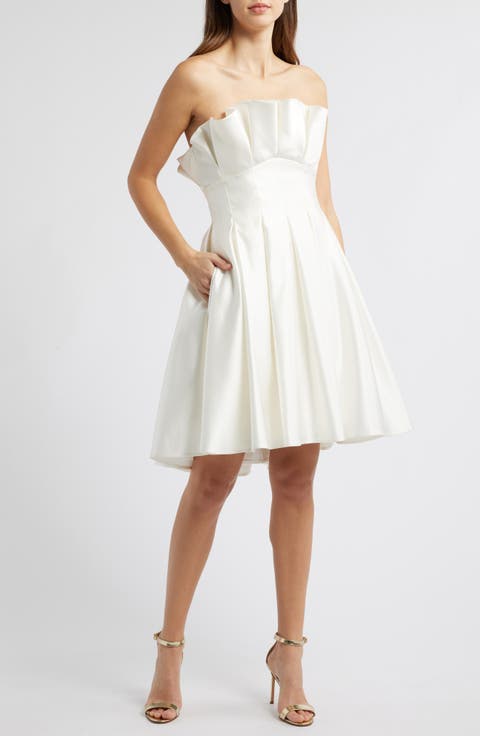 Pleated Strapless Fit & Flare Cocktail Dress