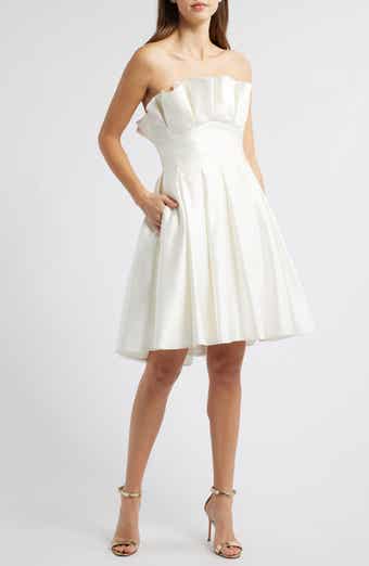 Amsale Pleated Strapless Fit & Flare Cocktail Dress