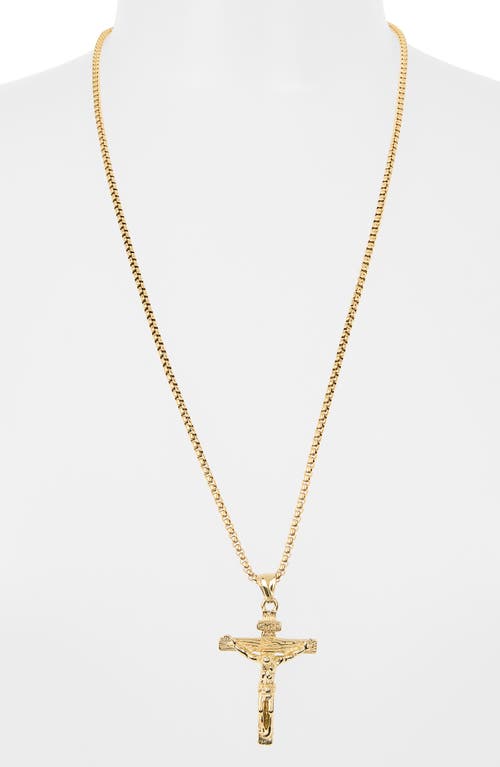 American Exchange Stainless Steel Crucifix Pendant Necklace In Gold