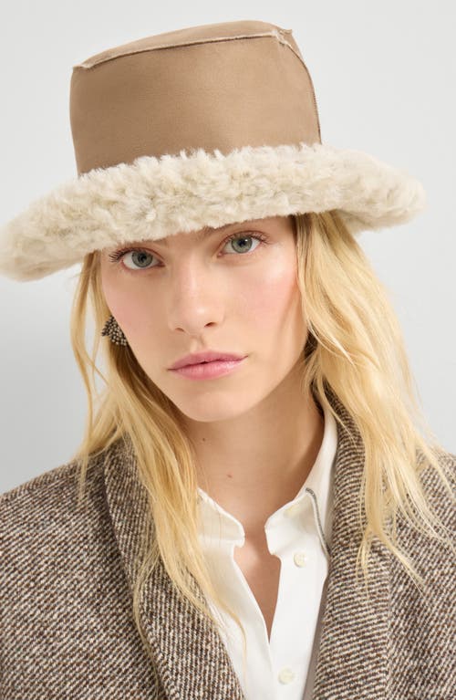Brunello Cucinelli Shearling Bucket Hat In Brown