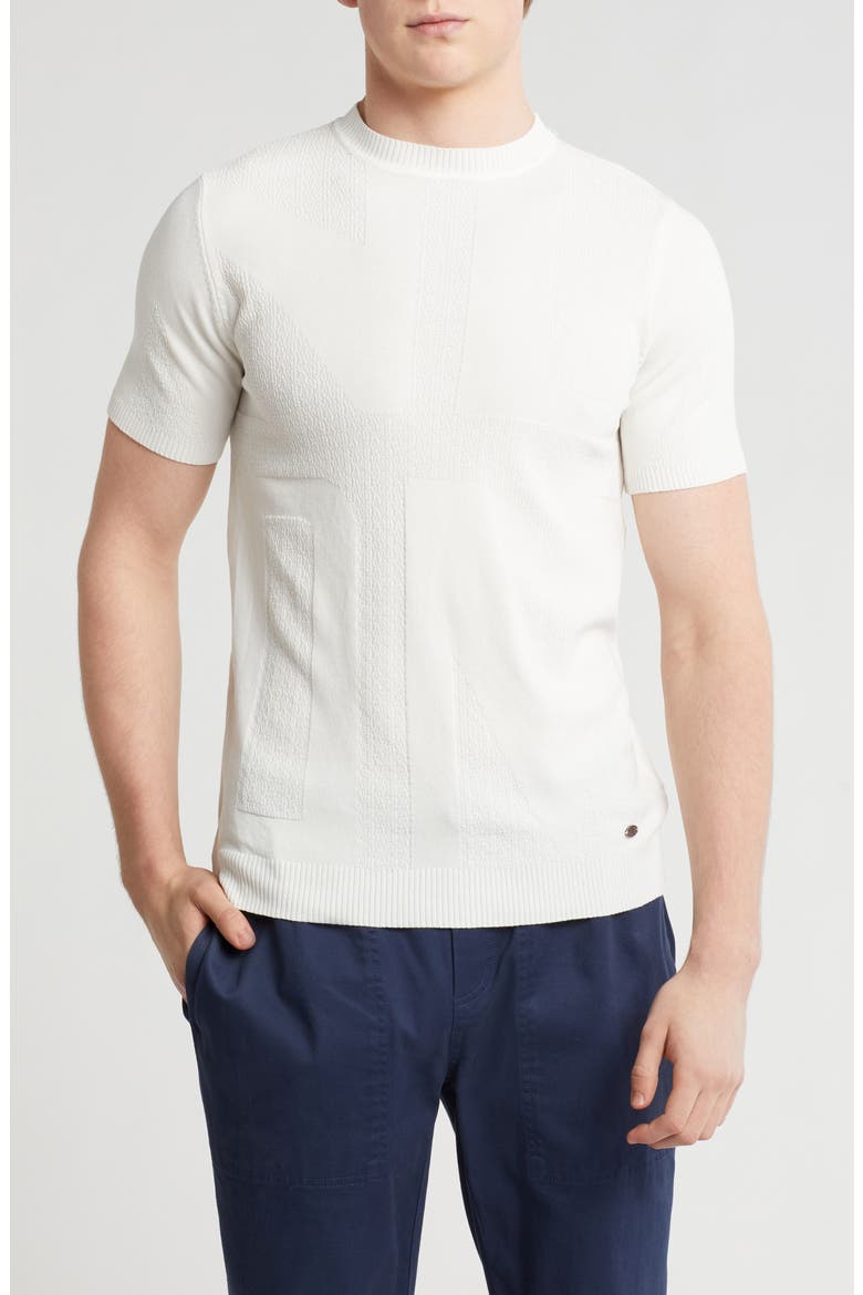 Textured Knit Short Sleeve Sweater, Main, color, CREAM