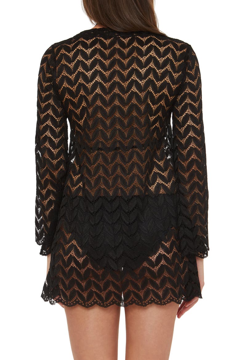 Venice Lace Long Sleeve Cover-Up Tunic, Alternate, color, BLACK