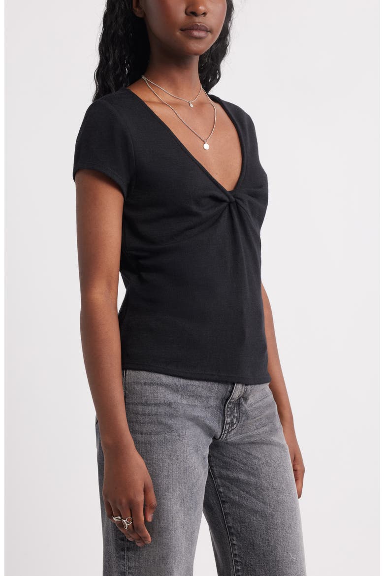 Twist Front V-Neck Knit Top, Alternate, color, BLACK