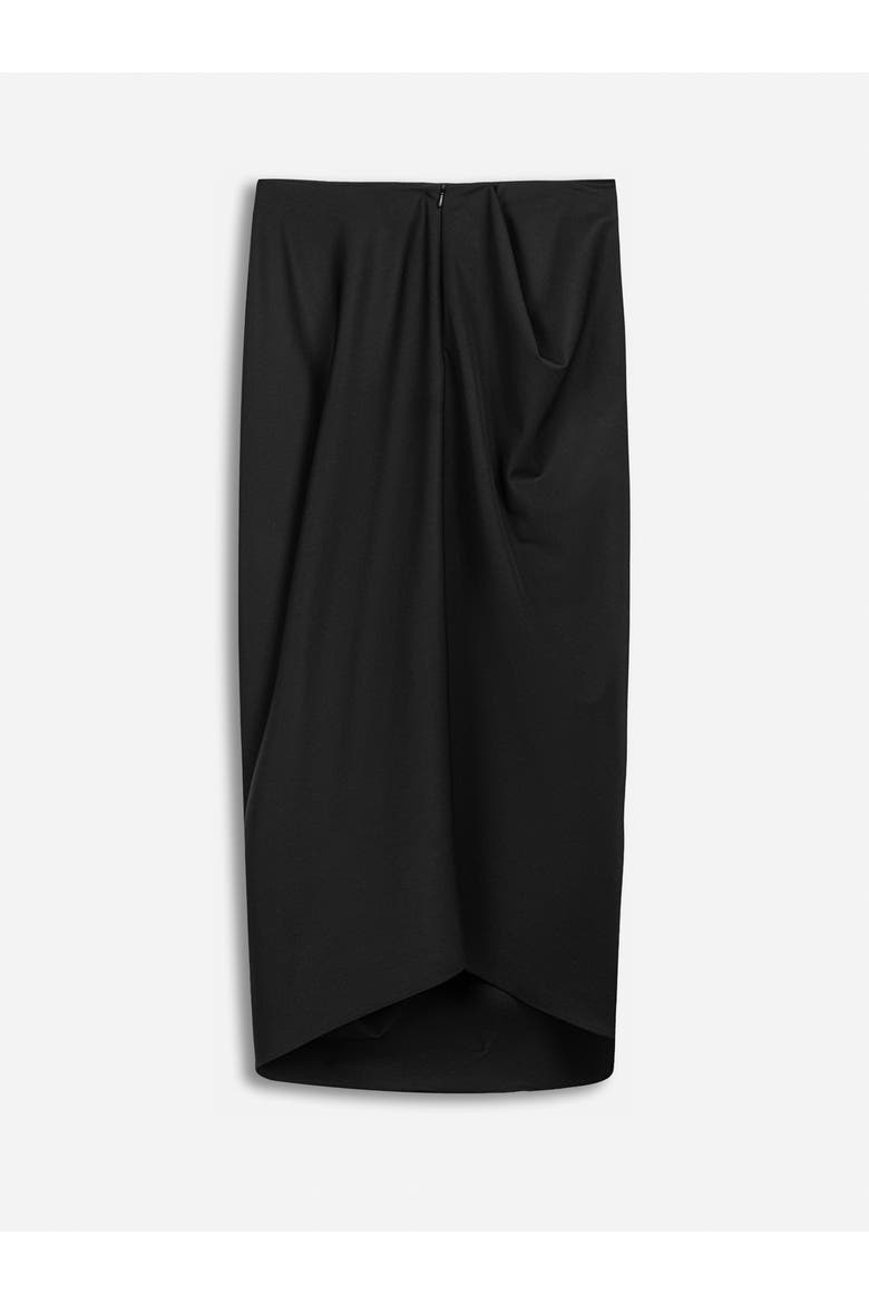 Draped Pleat Detail Midi Skirt, Alternate, color, Black