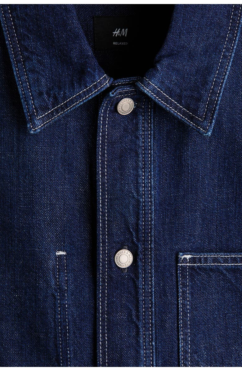 H&M Denim overshirt, Alternate, color, Dark Denim Blue