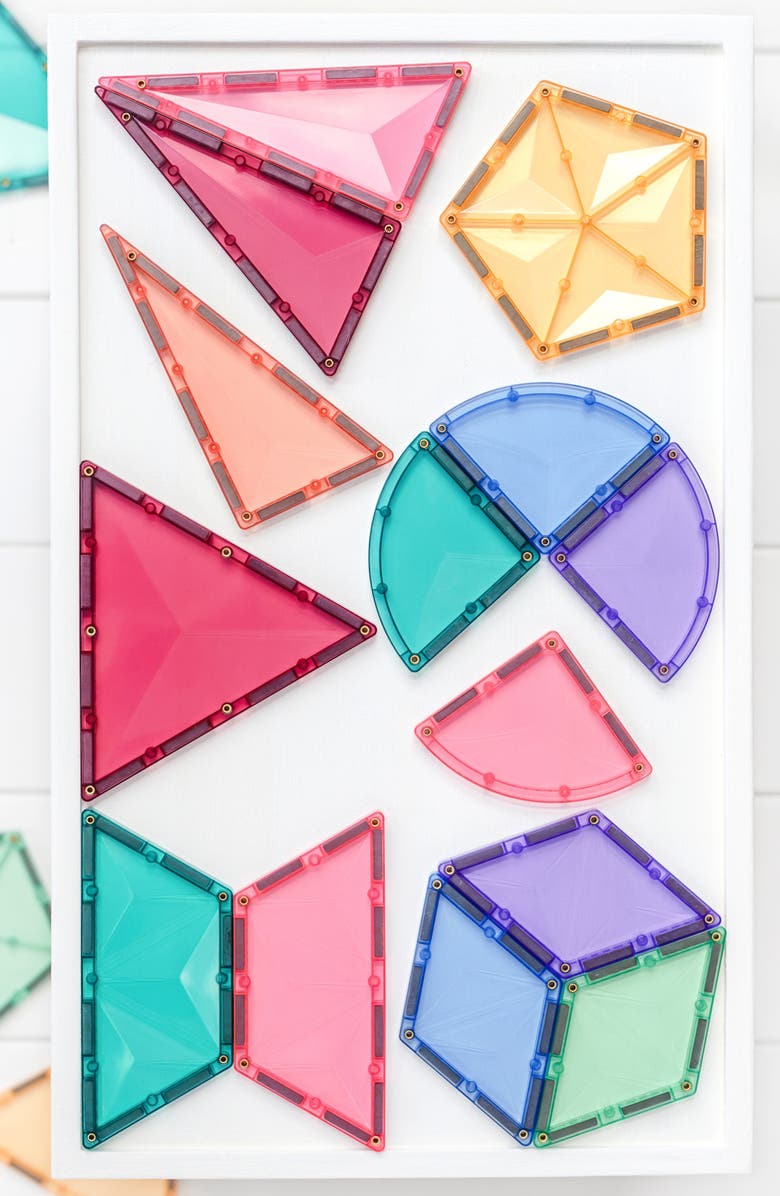 CONNETIX Kids' Pastel Magnetic Tiles 48-Piece Shape Expansion Pack, Alternate, color, Pastel