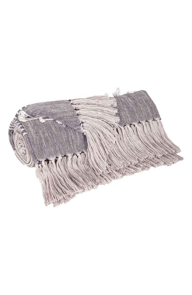 PARKLAND COLLECTION Adonia Tasseled Throw Blanket, Alternate, color, Grey