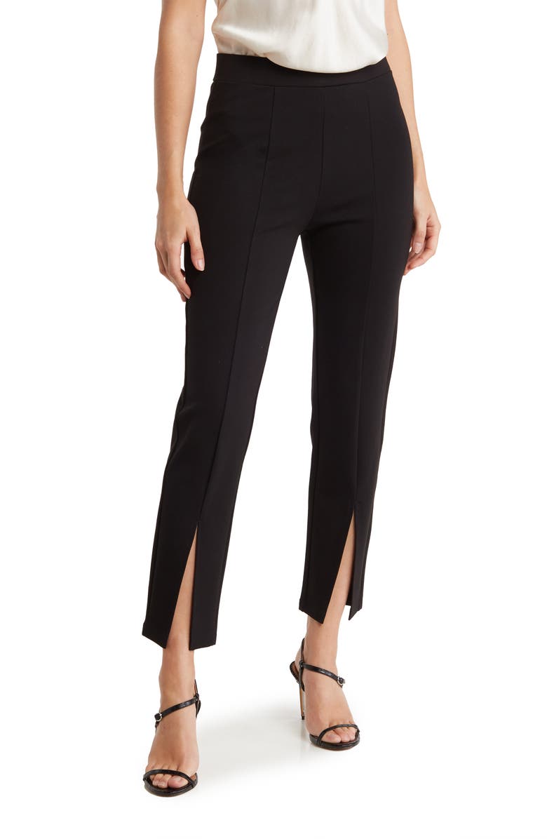 PATRIZIA LUCA Slit Front Ankle Pants, Main, color, Black