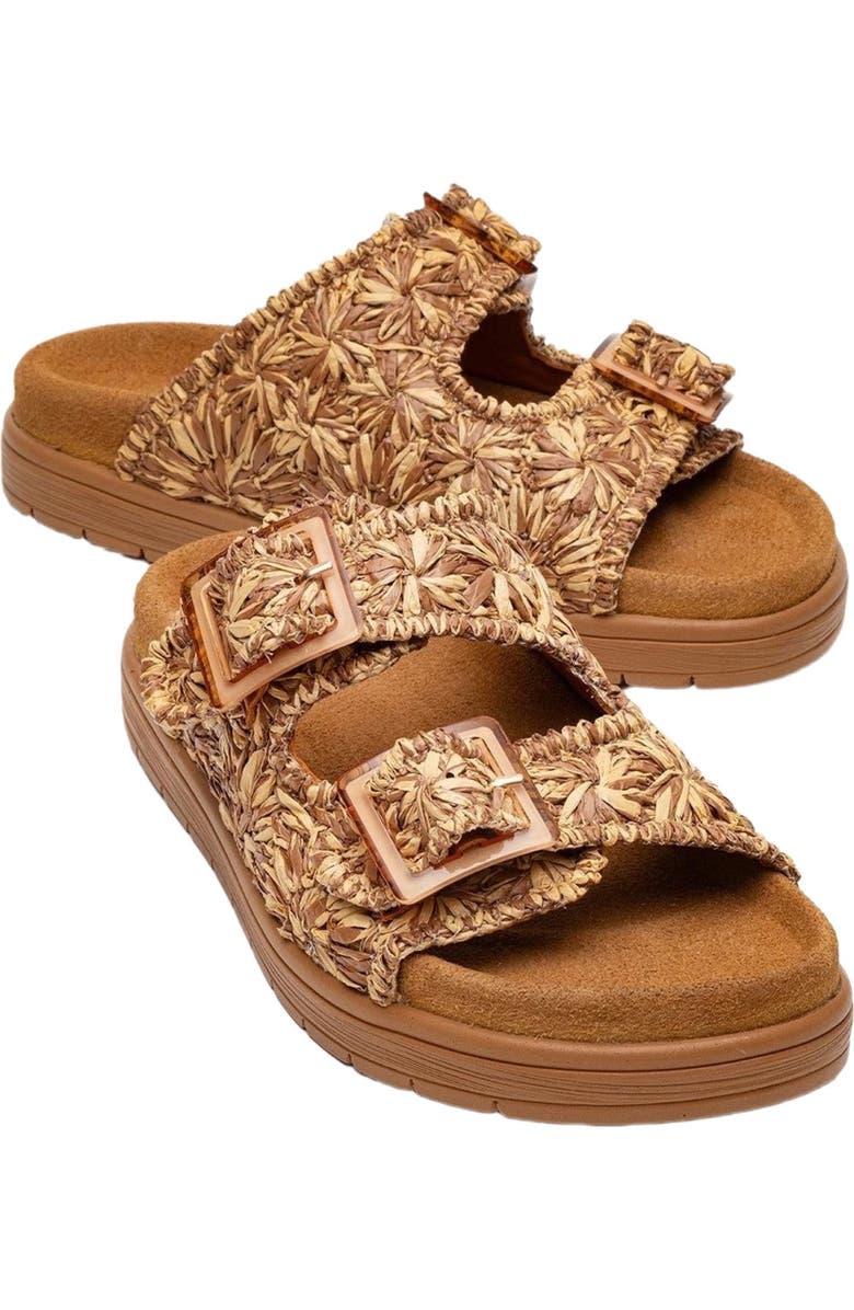 Forever & Always Shoes Milana Leather Double-Strap Sandal, Main, color, Cognac Leather