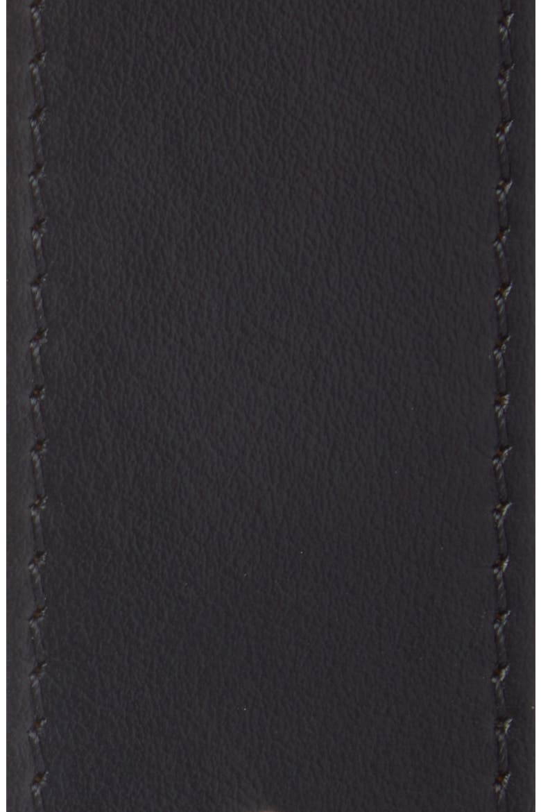 Logo Buckle Calfskin Leather Belt, Alternate, color, BLACK