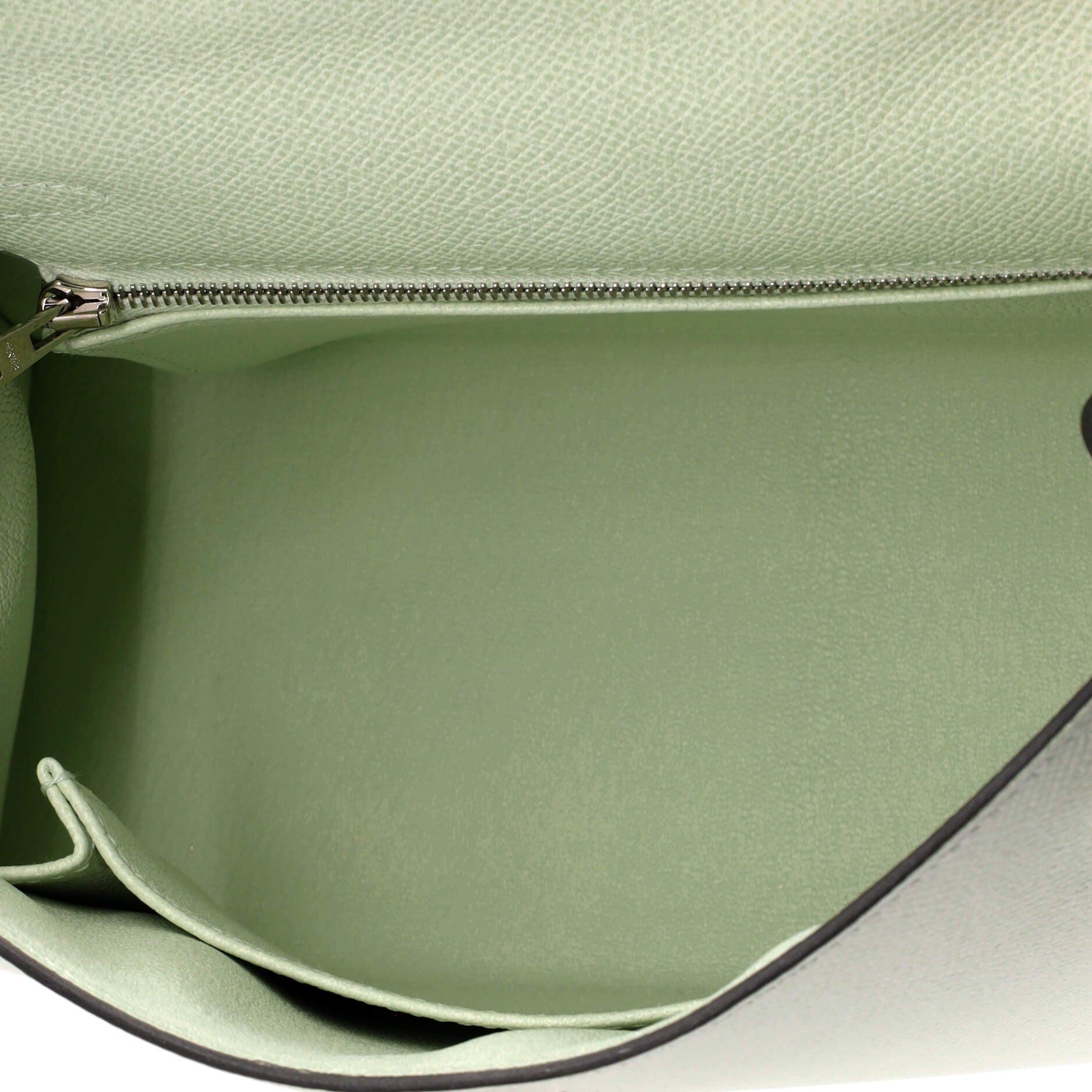 Pre-Owned Hermes Kelly Handbag Green Epsom with Palladium Hardware 25, Alternate, color, 