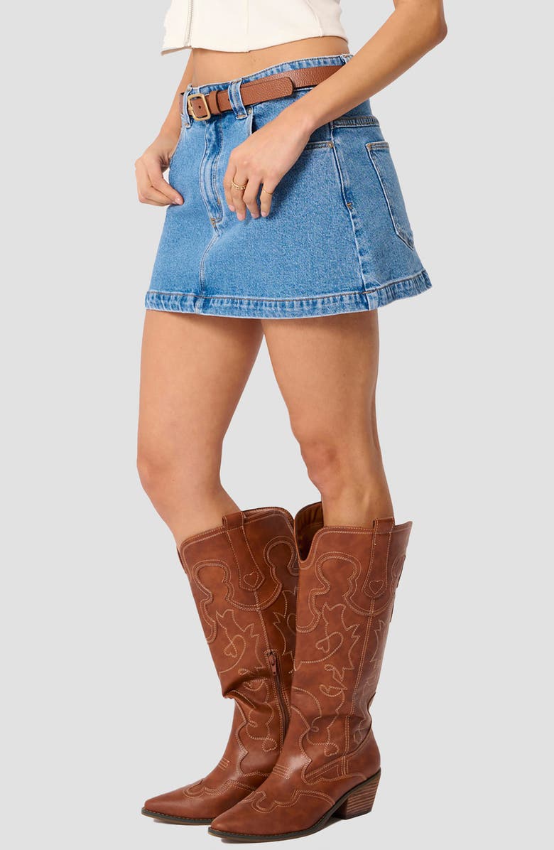 ABRAND Jody A-Line Denim Skirt, Alternate, color, Debbie
