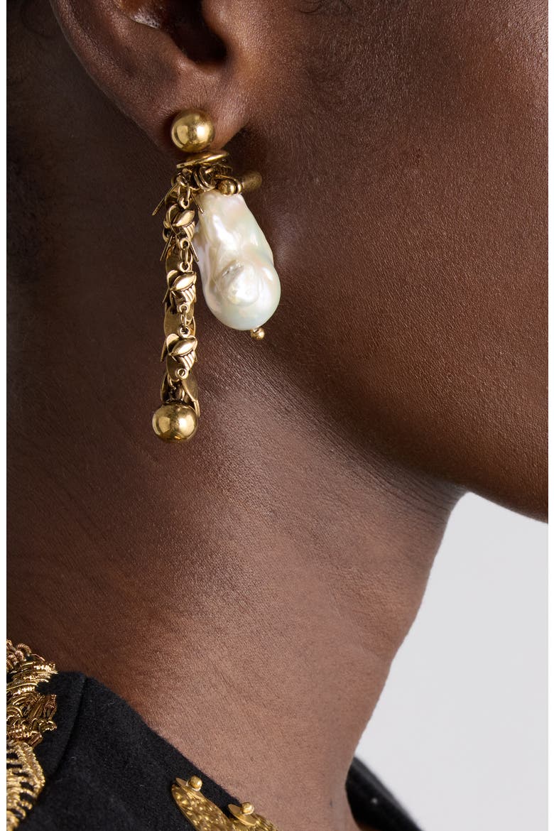 Freshwater Pearl Drop Earrings, Main, color, OLD BRASS 913