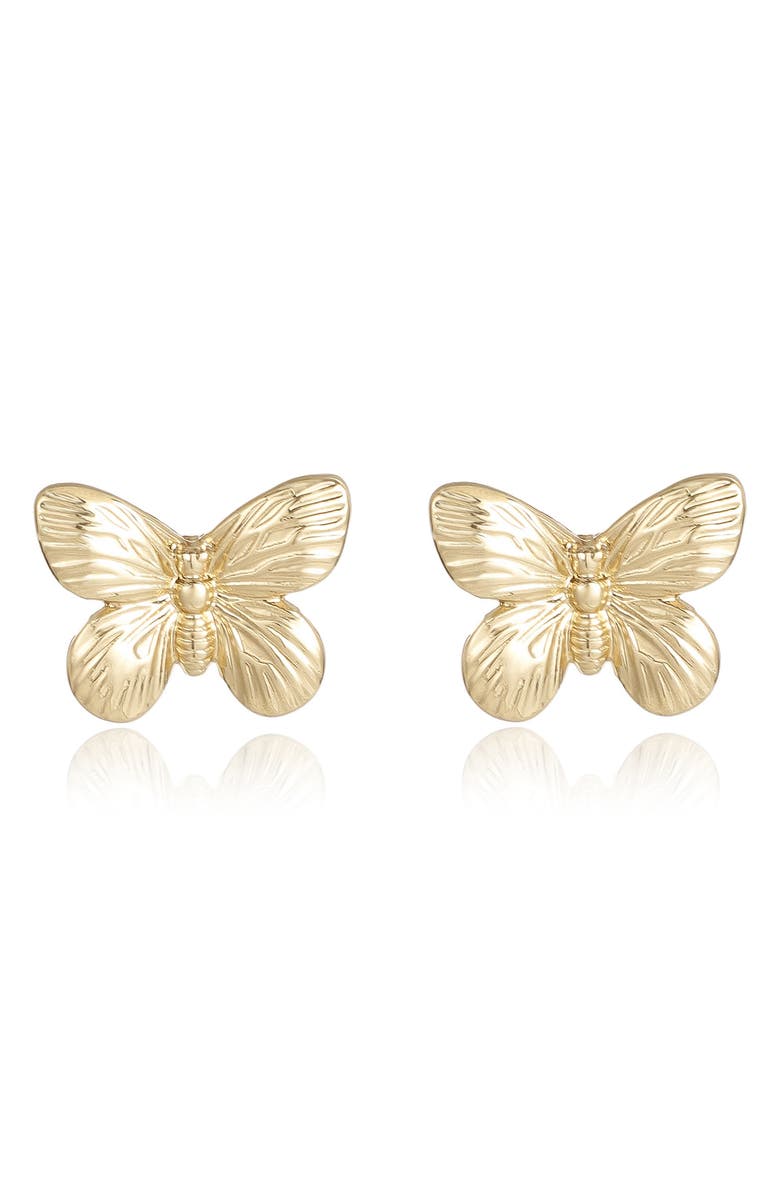 Ettika Butterfly Stud Earrings, Main, color, Gold