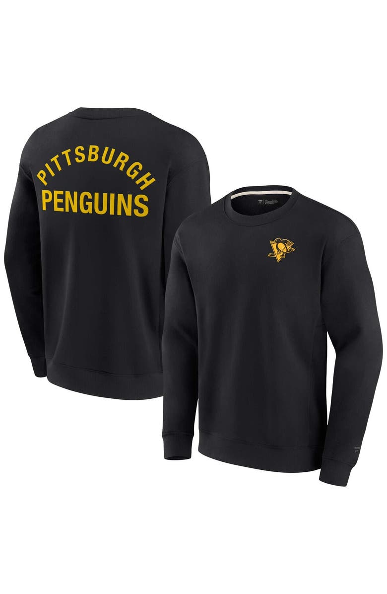 Fanatics Signature Unisex Fanatics Signature Black Pittsburgh Penguins Super Soft Pullover Crew Sweatshirt, Alternate, color, 