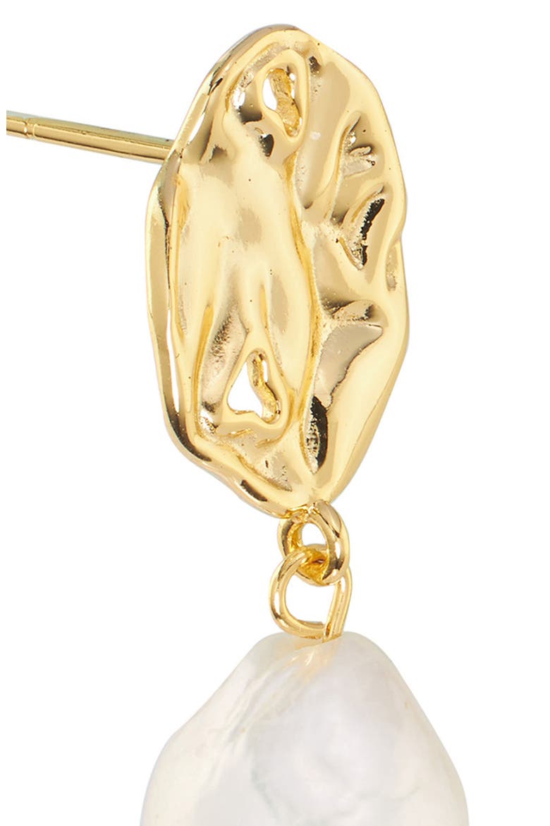 Abstract Freshwater Pearl Drop Earrings, Alternate, color, GOLD