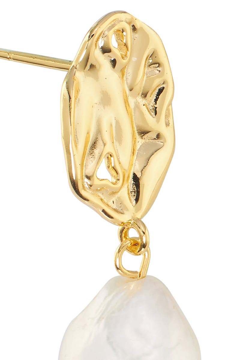 ATHRA LUXE Abstract Freshwater Pearl Drop Earrings, Alternate, color, Gold
