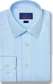 David Donahue Trim Fit Cotton & Silk Dress Shirt