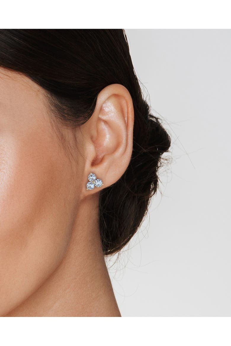 CZ Pyramid Stud Earrings, Alternate, color, CLEAR/GOLD