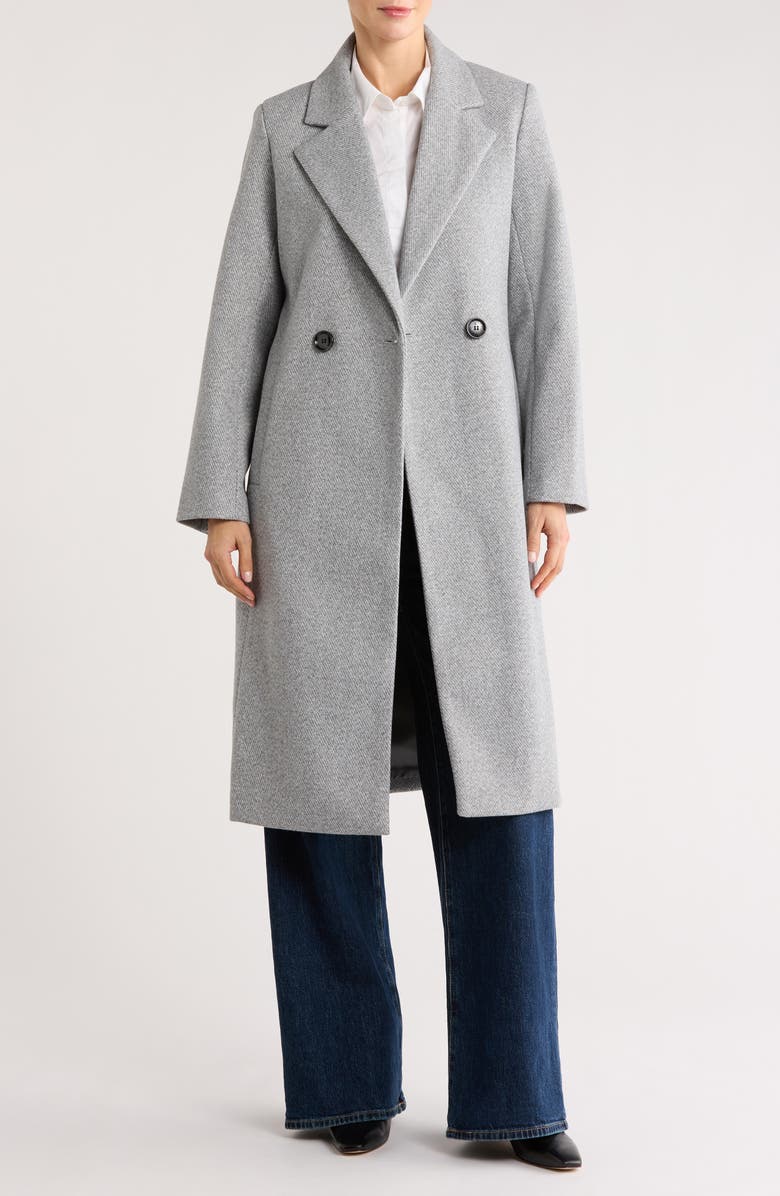 Sam Edelman Plaid Double Breasted Coat, Alternate, color, Grey Twill