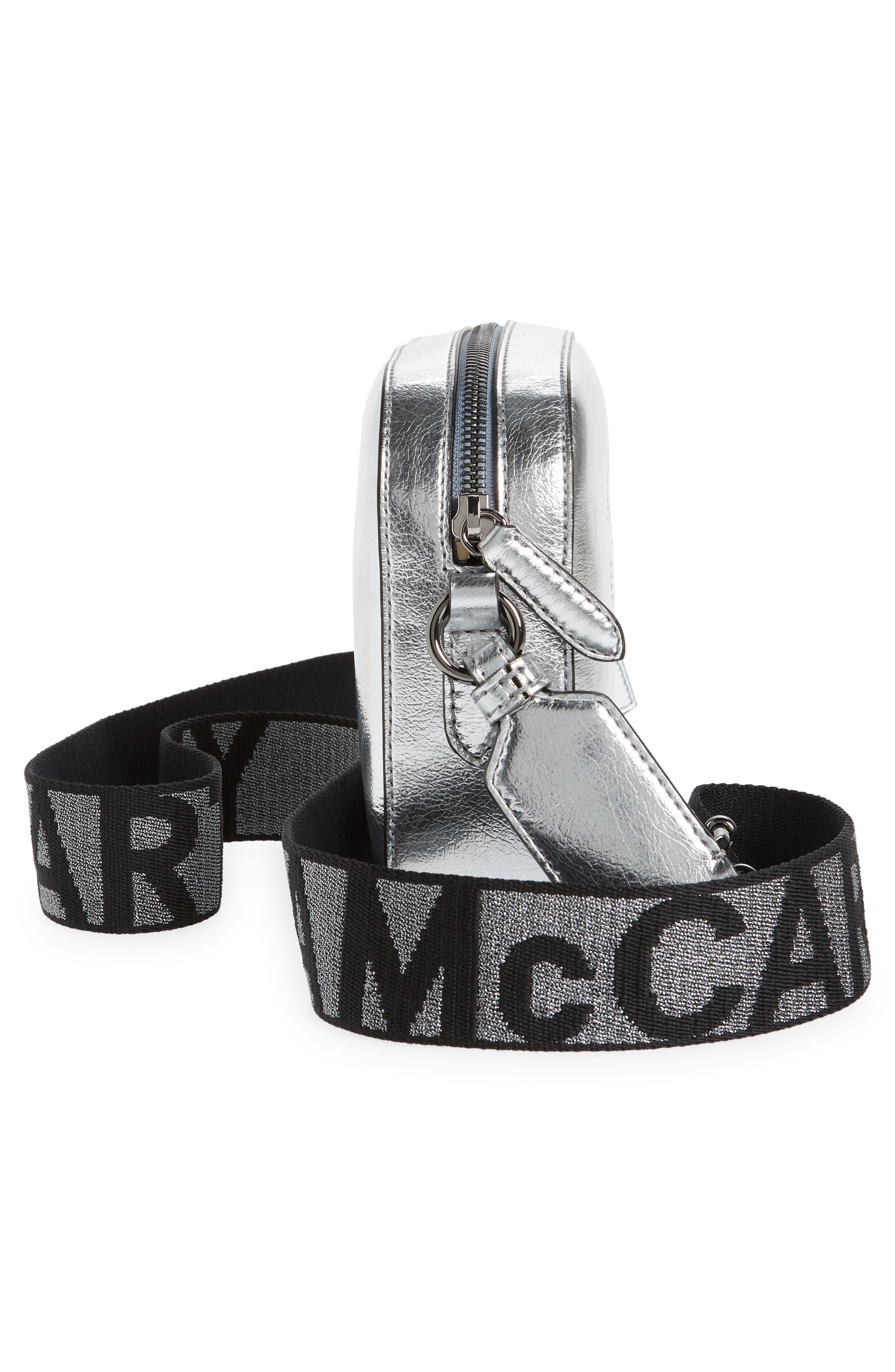 Stella McCartney Small Metallic Faux Leather Camera Bag, Alternate, color, 