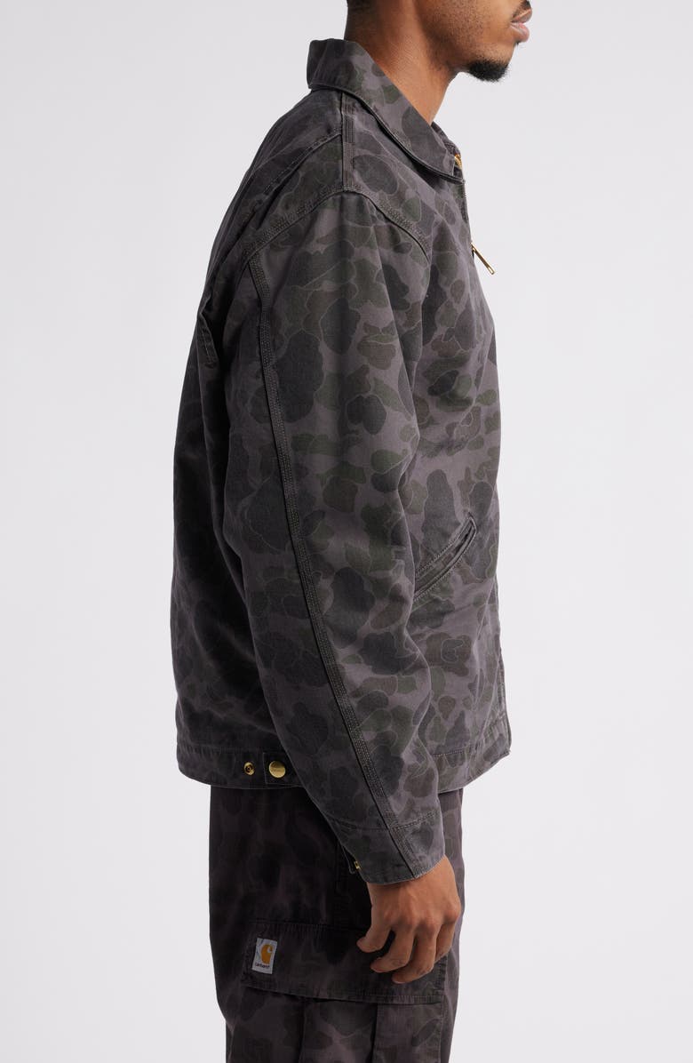 Carhartt Work In Progress Duck Detroit Camo Organic Cotton Canvas Zip Jacket, Alternate, color, Duck Green Graphite Garment