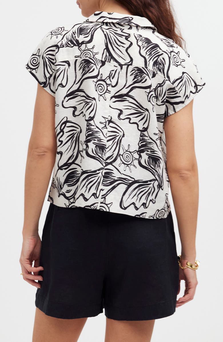 Madewell Boxy Cap Sleeve Linen Button-Up Shirt, Alternate, color,