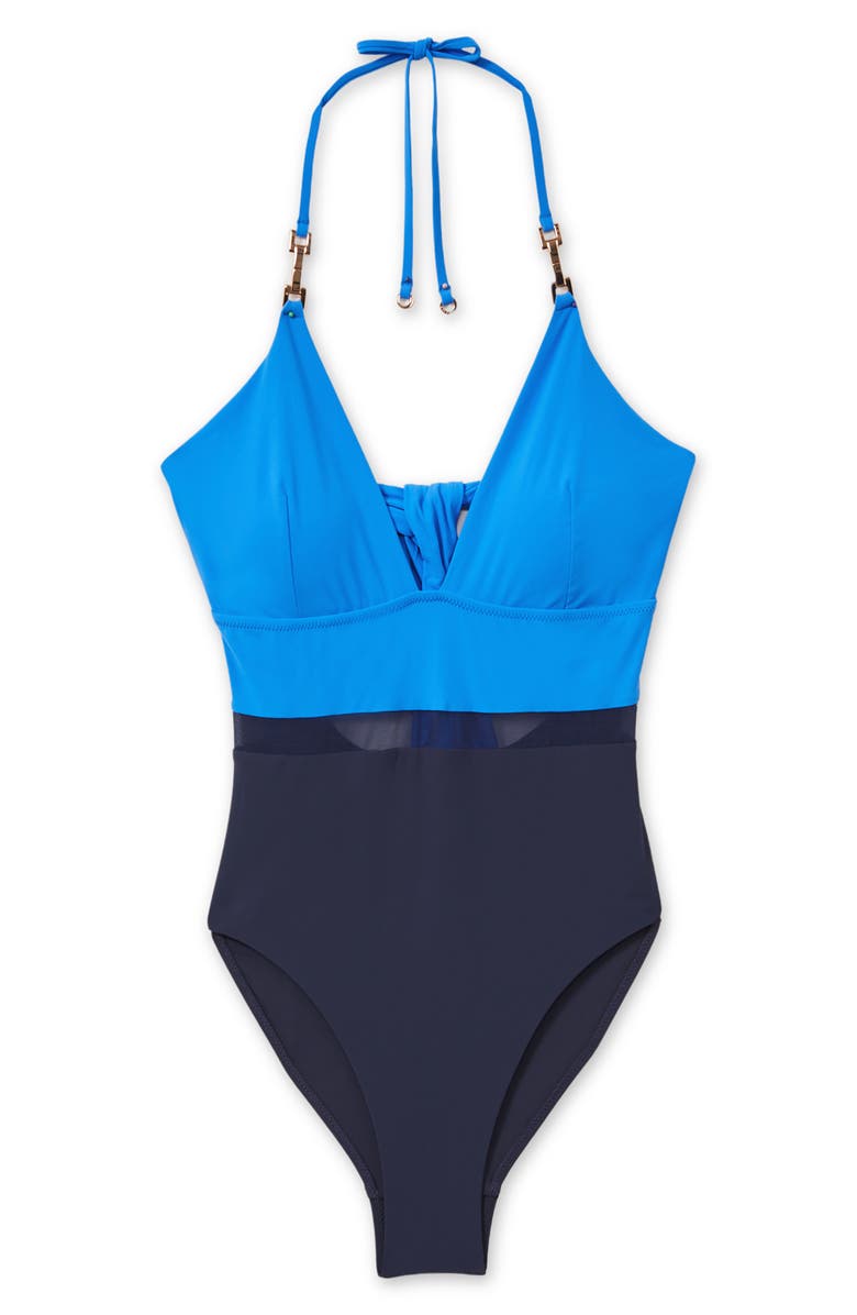 Reiss Daisy Colorbock Halter One-Piece Swimsuit, Alternate, color, 