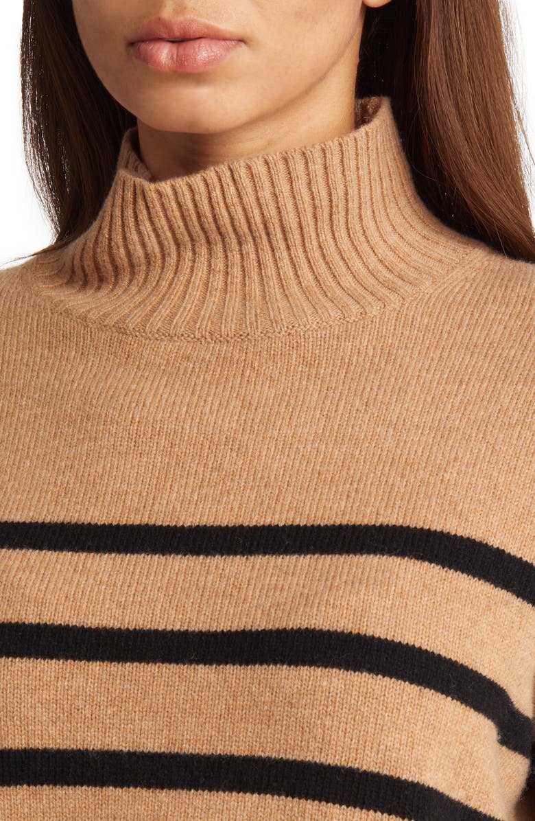 Boden Stripe Oversize Merino Wool Turtleneck Swater, Alternate, color,